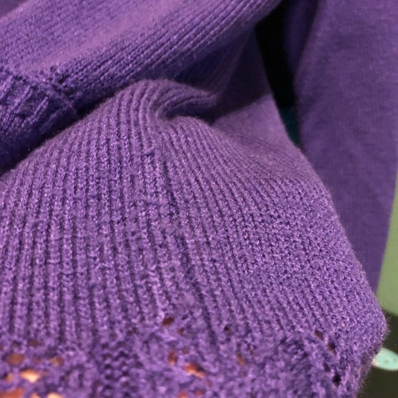 Vintage 80s purple knit cardigan button up with pockets women’s size medium - Picture 6 of 6